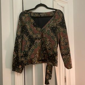 Jcrew Printed Wrap Top